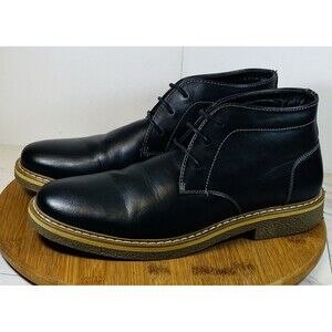 Steve Madden Backster Mens Black Leather Lace Up Chukkas Boots Size 9